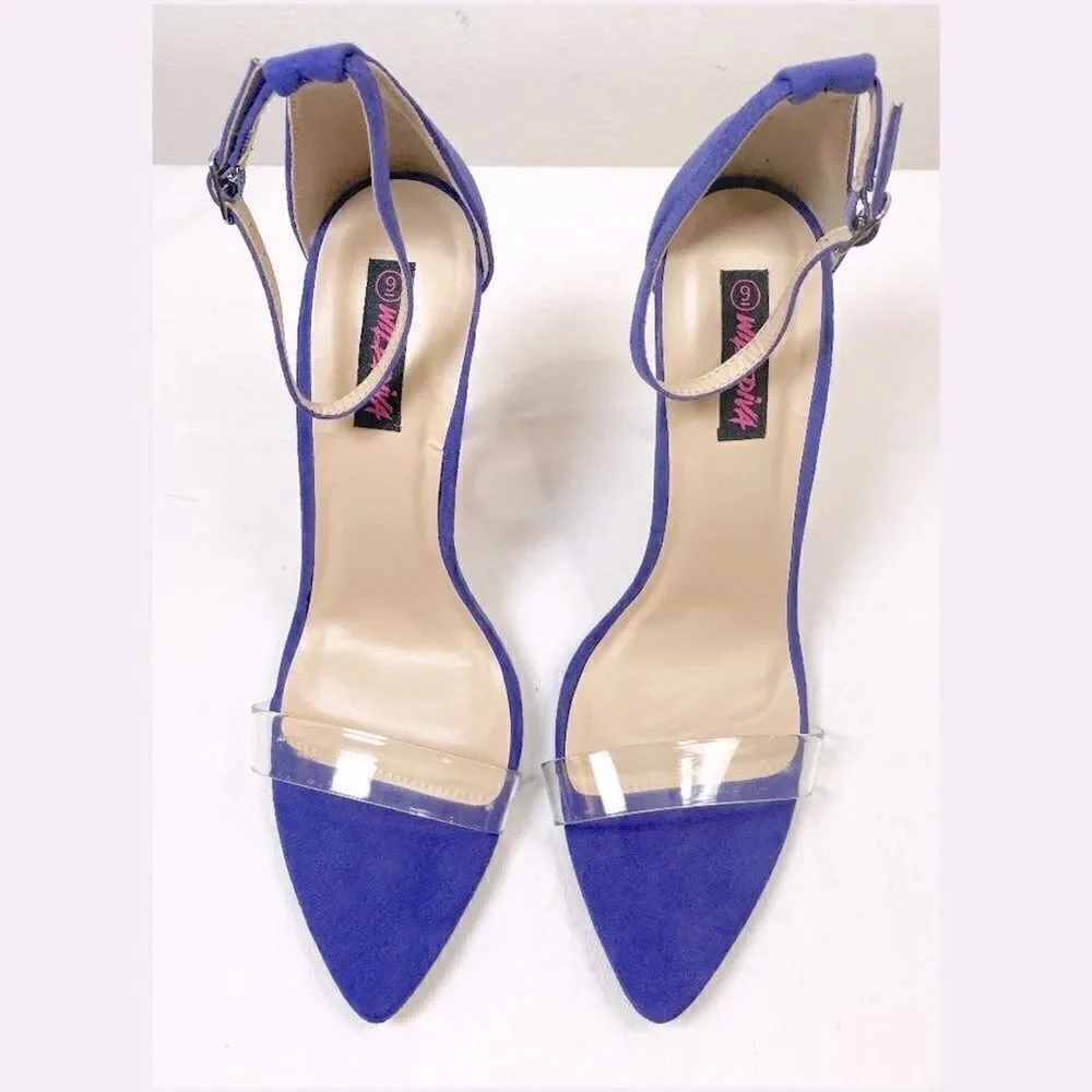 NWOT Wild Diva Purple Ankle Strap Stiletto Heels 9 - Picture 2 of 4
